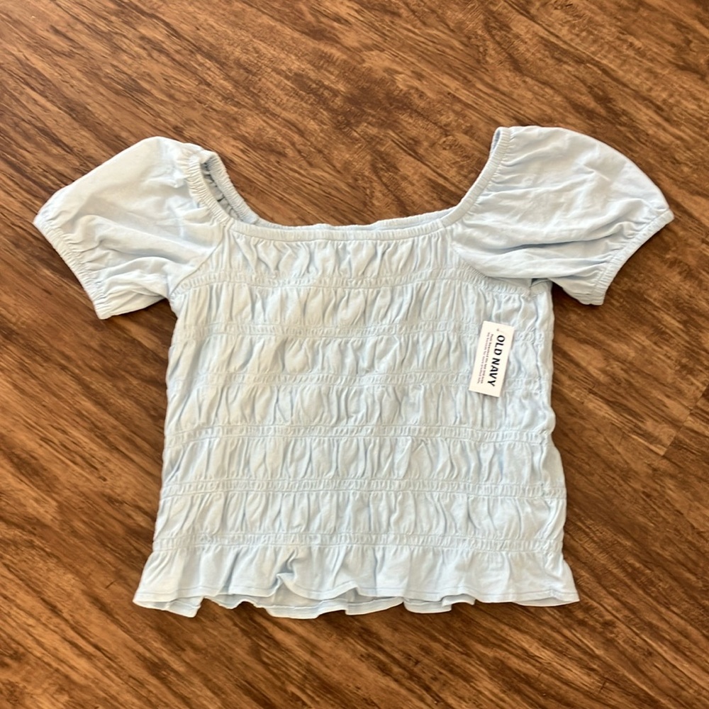 Old Navy White Puff Sleeve Smocked Blouse